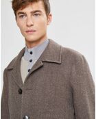 Manteau en Laine mélangée Chevron beige foncé