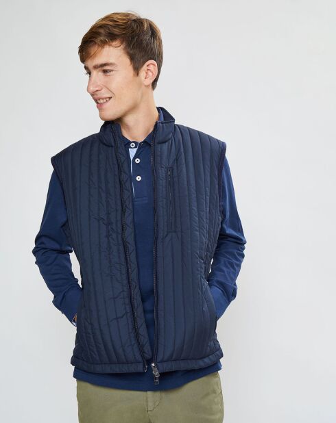 Blouson sans manches dos maille bleu