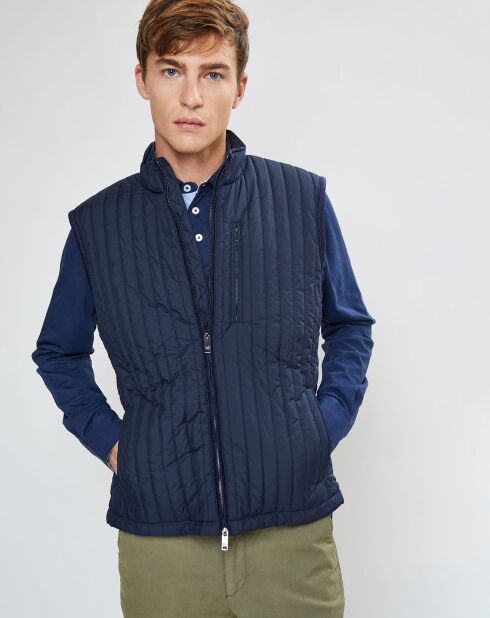 Blouson sans manches dos maille bleu