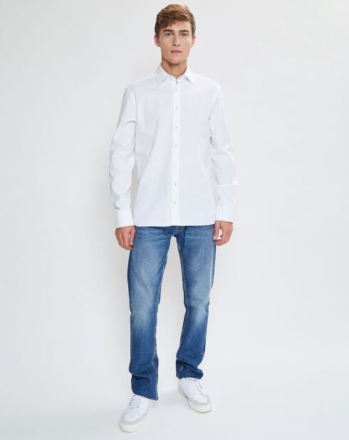 Chemise Slim Fit Patch Coude blanche