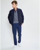 Bombers en Cachemire mélangé bimatière Nylon Tricot bleu marine