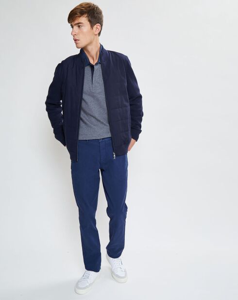 Bombers en Cachemire mélangé bimatière Nylon Tricot bleu marine