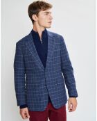 Veste à carreaux bleu moyen