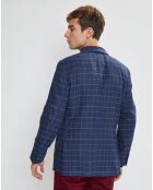 Veste à carreaux bleu moyen