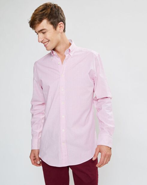 Chemise Slim Fit Milleraie Oxford blanc/rose