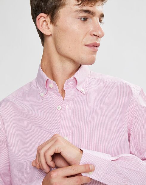 Chemise Slim Fit Milleraie Oxford blanc/rose