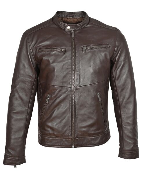 Veste en Cuir Jordy chocolat