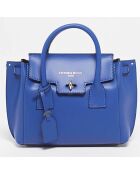 Sac à main en Cuir Jany bleu électrique - 25x19x7 cm