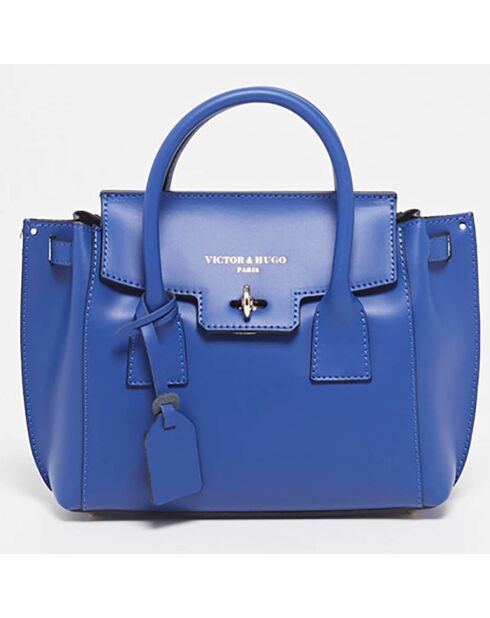 Sac à main en Cuir Jany bleu électrique - 25x19x7 cm