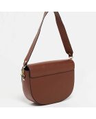 Braune Schultertasche aus bernsteinfarbenem Leder - 25x17x5 cm
