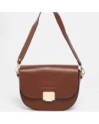 Braune Schultertasche aus bernsteinfarbenem Leder - 25x17x5 cm