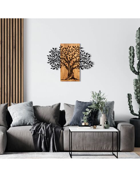 Décoration murale en bois noire - 72x58 cm