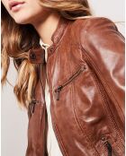 Veste en Cuir d'Agneau Carlita marron