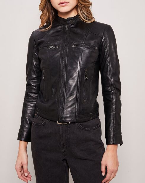 Veste en Cuir d'Agneau Carlita noire