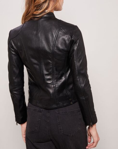 Veste en Cuir d'Agneau Carlita noire