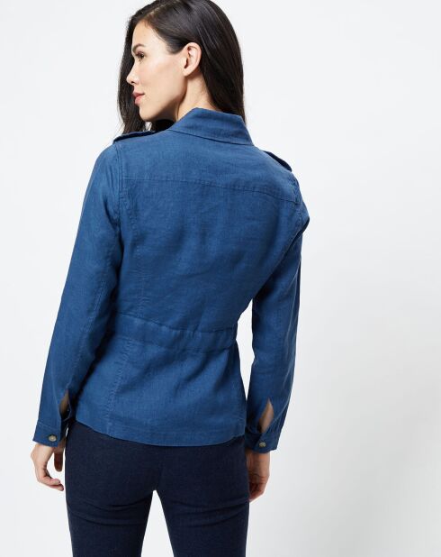Veste Saharienne 100% Lin Max indigo