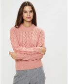 Pull Col rond en Laine & Cachemire Zelda torsades rose