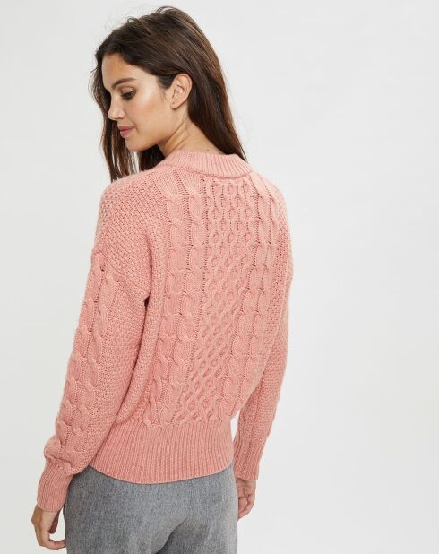 Pull Col rond en Laine & Cachemire Zelda torsades rose