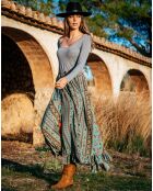 Jupe longue Jade turquoise