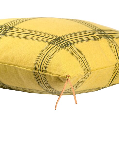 Housse de coussin Madras jaune/kaki - 50x50 cm