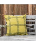 Housse de coussin Madras jaune/kaki - 50x50 cm