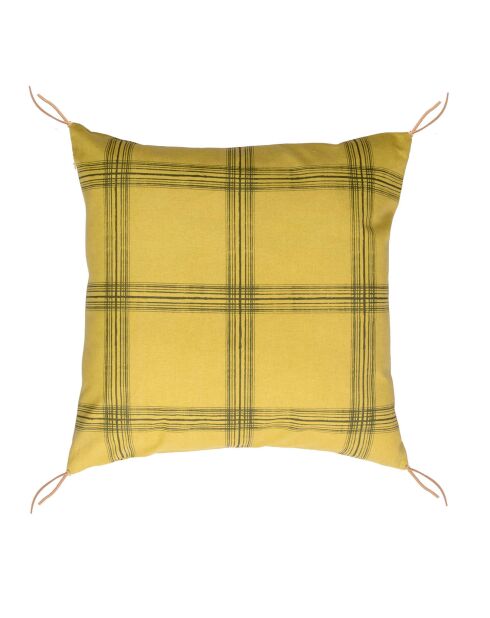 Housse de coussin Madras jaune/kaki - 50x50 cm