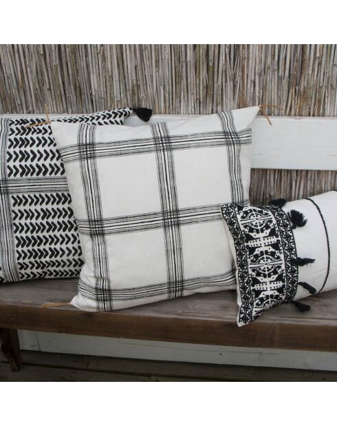 Housse de coussin Madras noire - 50x50 cm