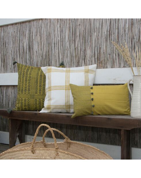 Housse de coussin Madras jaune - 50x50 cm