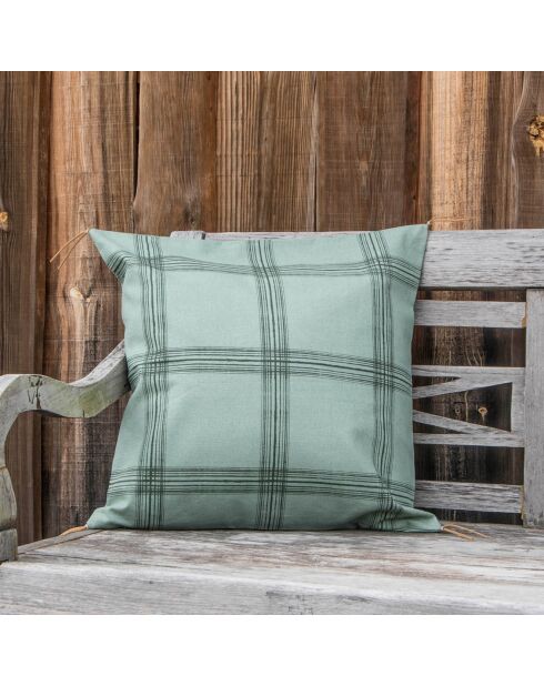 Housse de coussin Madras verte - 50x50 cm