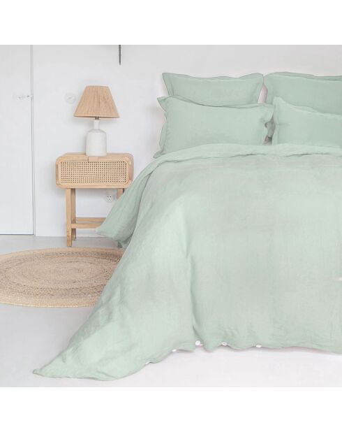 Drap housse 100% Lin Hortense vert amande