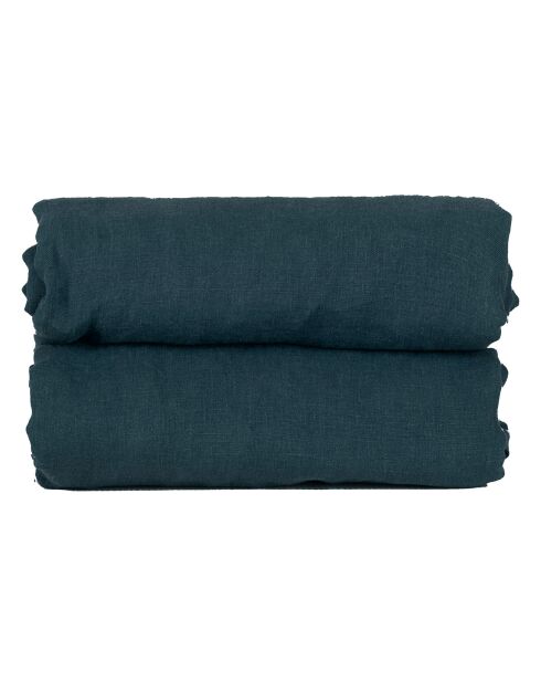 Sábana bajera ajustable azul Hortense 100% lino