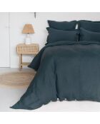 Housse de couette 100% Lin lavé Hortense bleue