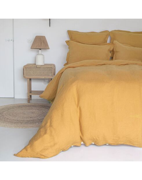 Housse de couette 100% Lin lavé Hortense jaune