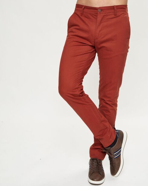 Pantalon chino stretch brique