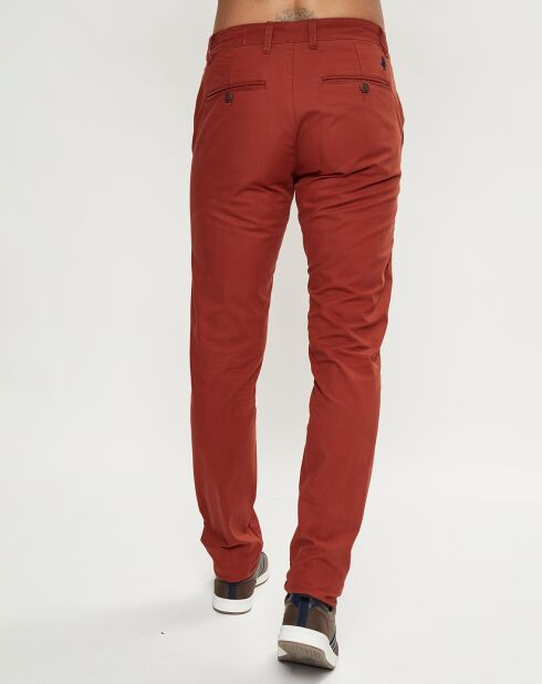 Pantalon chino stretch brique