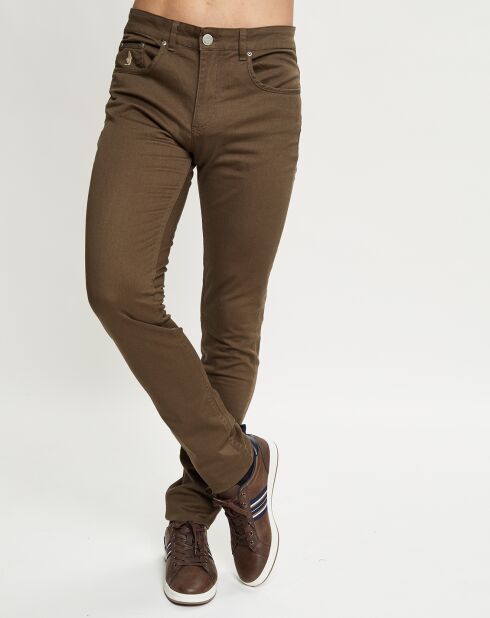 Pantalon regular 5 poches tabac