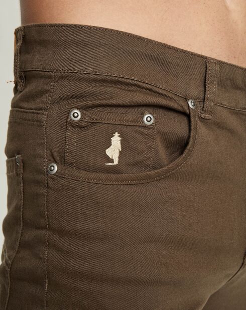 Pantalon regular 5 poches tabac