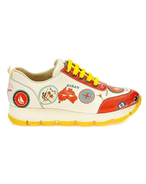 Baskets basses Bon Voyage beige/rouge/jaune