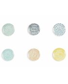 6 mehrfarbige Marea Seitenteller aus Porzellan, D.19 cm