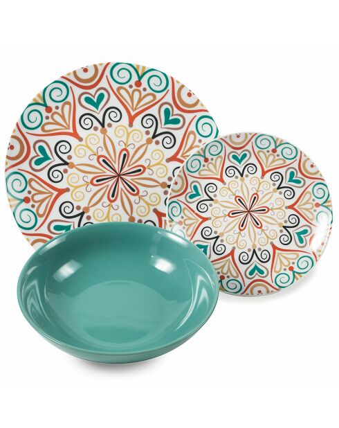Sharm porseleinen dinerset veelkleurig - 18 stuks