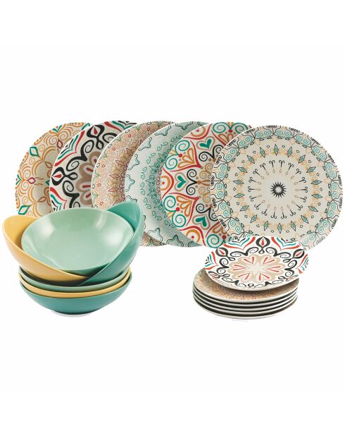 Sharm porseleinen dinerset veelkleurig - 18 stuks