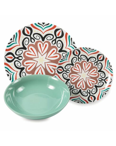 Sharm porseleinen dinerset veelkleurig - 18 stuks