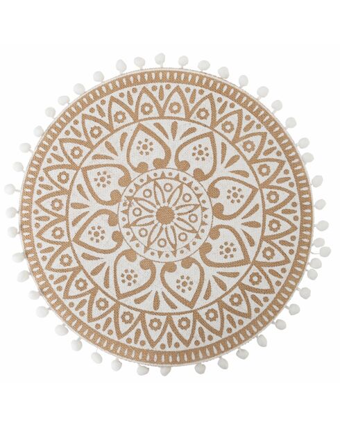 6 manteles individuales de yute multicolores - D.38 cm