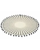 6 placemats van wit/zwart jute - D.38 cm