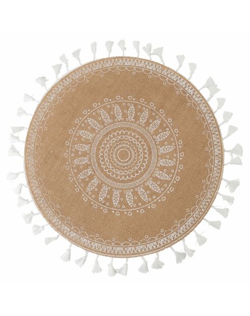 6 manteles individuales de yute multicolores - D.38 cm