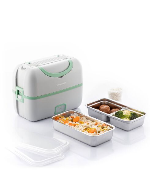 Lunch box électrique à vapeur 3-en-1 avec recettes beneam gadget to go blanc/vert