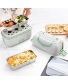 Lunch box électrique à vapeur 3-en-1 avec recettes beneam gadget to go blanc/vert