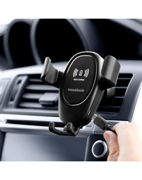 Support voiture gravitationnel wolder  avec chargeur mobile sans fil noir