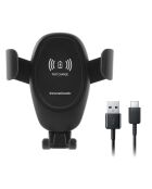 Support voiture gravitationnel wolder  avec chargeur mobile sans fil noir