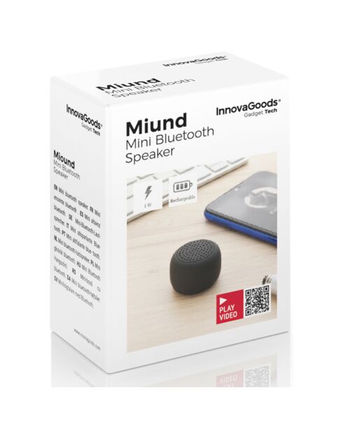 Mini-enceinte portable et rechargeable sans fil miund gadget tech noire